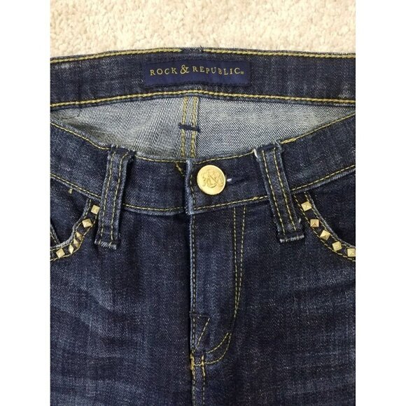 Rock Republic ~Women's Size 6M~Blu Denim Boot Cut "Kasandra" Jeans w/Gold Stud. - Picture 10 of 12